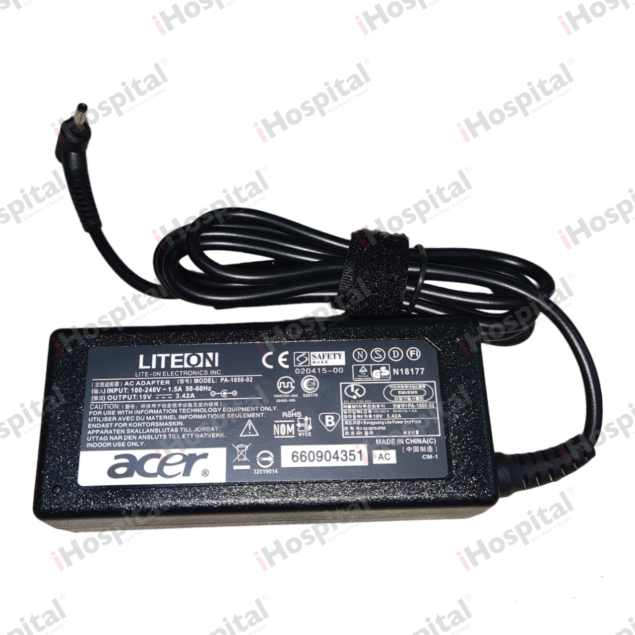 Replacement Acer 65W Laptop Charger 19V 3.34A – 3.0×1.1mm Small Plug (PA-1650-02)