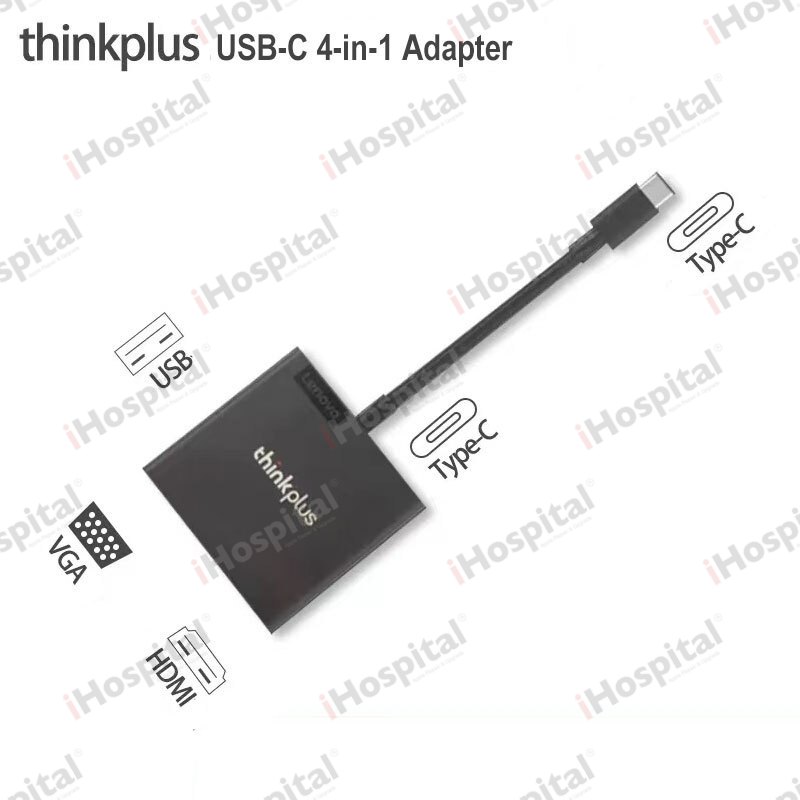 Original Lenovo ThinkPlus USB-C 3-in-1 Hub – USB-A, VGA, HDMI (1P4X91D69716)