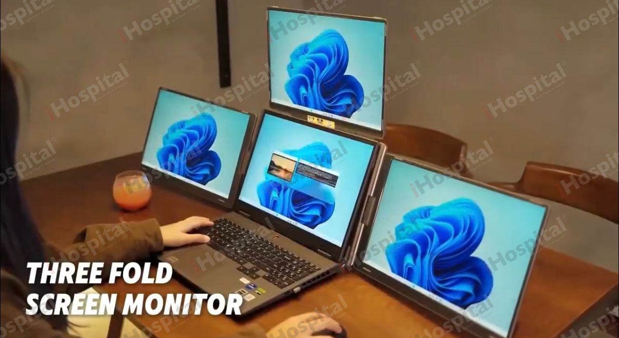 S-788 16" Portable Quad Screen Extender for Laptops | Triple External IPS Displays
