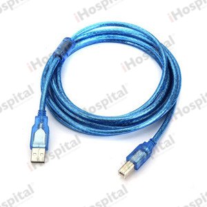 USB 2.0 Printer Cable (A to B) – Transparent Blue, 1.5m