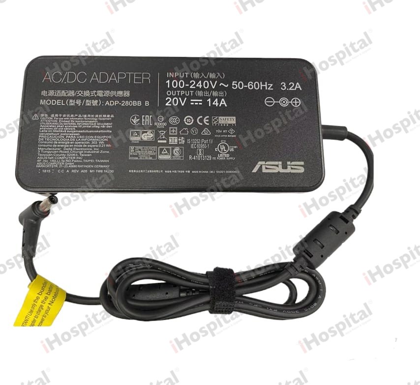 Original ASUS 280W Laptop Charger 20V 14A – 6.0×3.7mm (M1 1W8 1K230)
