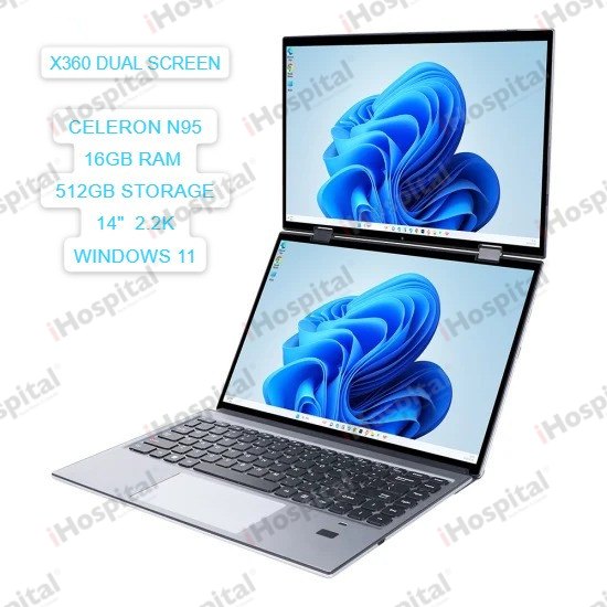 Laptop Yoga Dual Screen 14" *2 Celeron N95 16GB RAM 512GB Storage