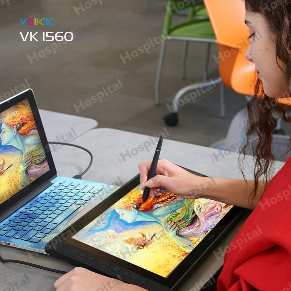 VEIKK Studio VK1560 15.6 Inch Pen Display Graphics Tablet IPS HD Screen Drawing Monitor with 7 Shortcut Keys and A Quick Dial - Digital Tablets