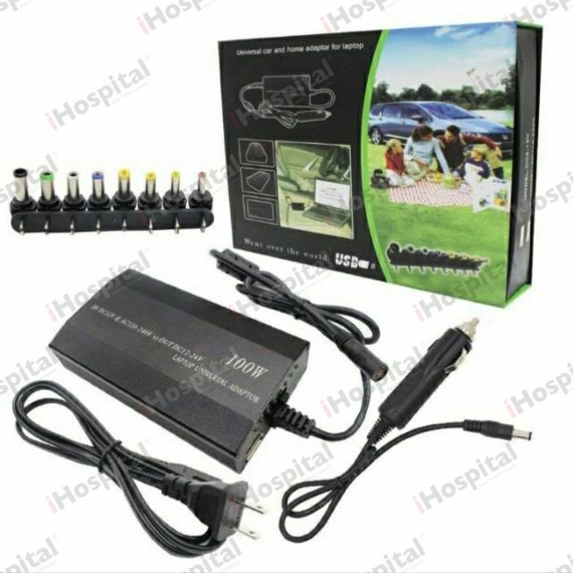 Universal Car & Home Laptop Charger – 100W, DC12–24V