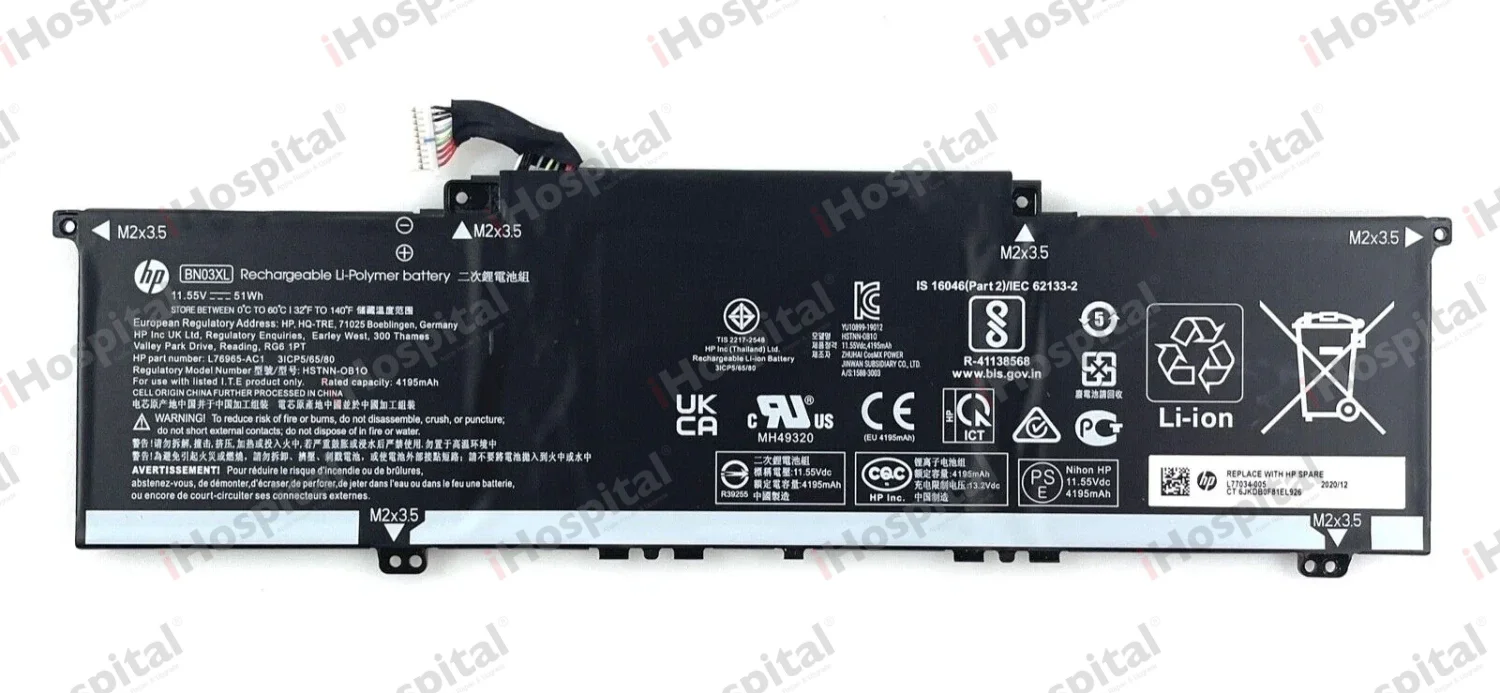 Original Battery BN03XL for HP ENVY X360 / 13-AR / 13-AY | 11.55V 51Wh 4195mAh