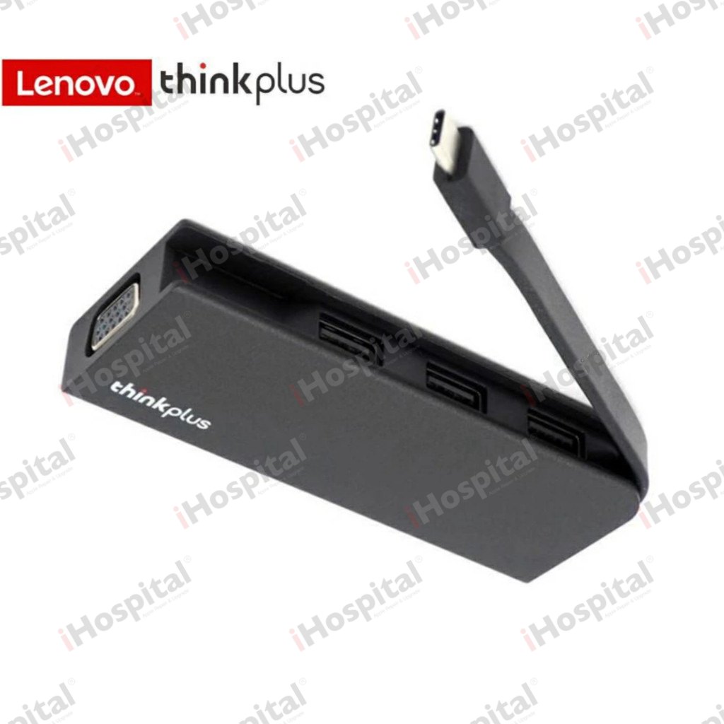 Lenovo ThinkPlus USB-C 4-in-1 Hub – 3× USB-A, VGA (1P4X90W86497)