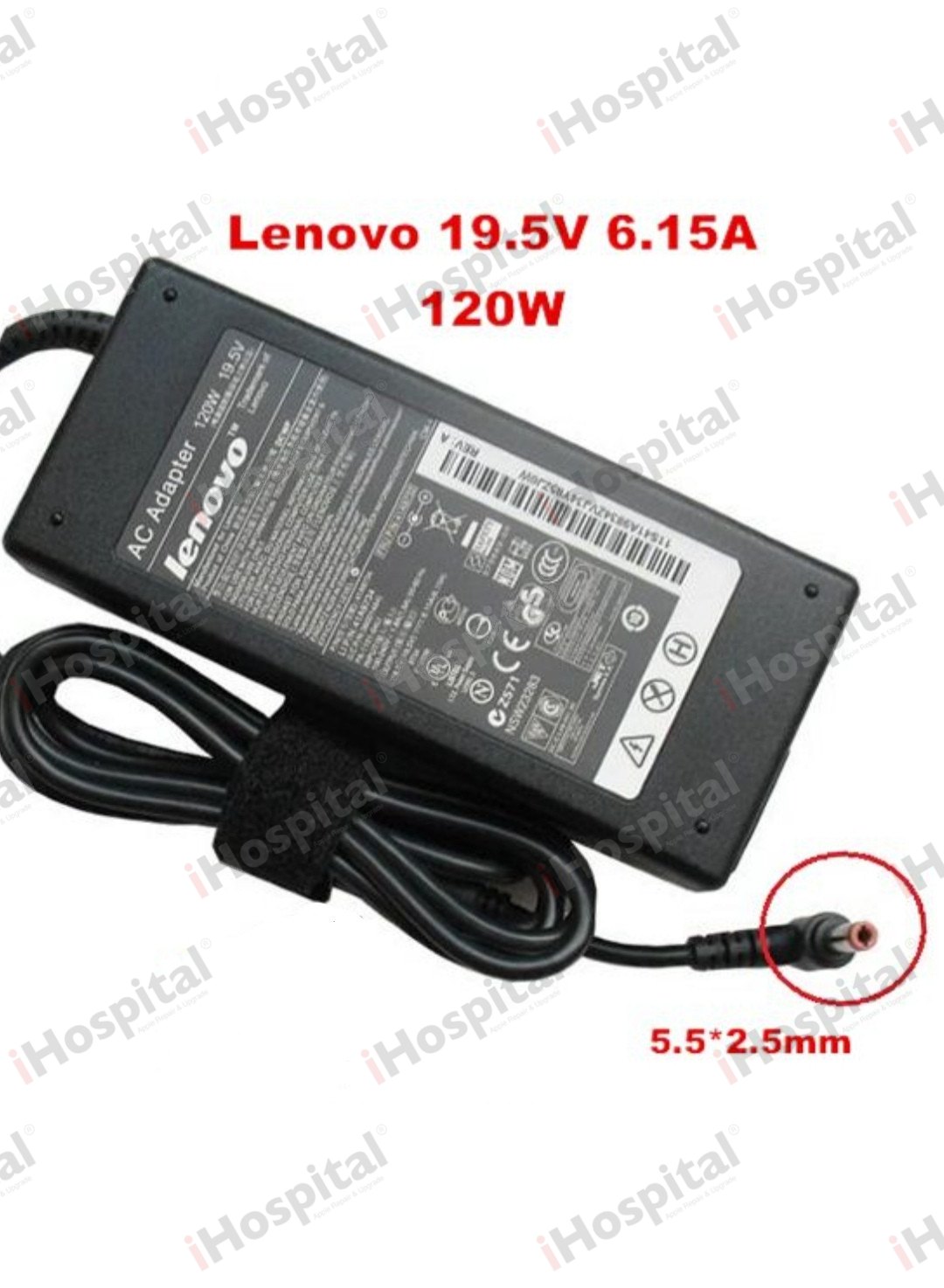 Original Lenovo 120W Laptop Charger 19.5V 6.15A – 5.5×2.5mm (ADP-120LH)