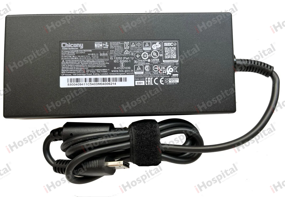 Original MSI Chicony 240W Laptop Charger 20V 12A – Square Connector (A20-240P2A)