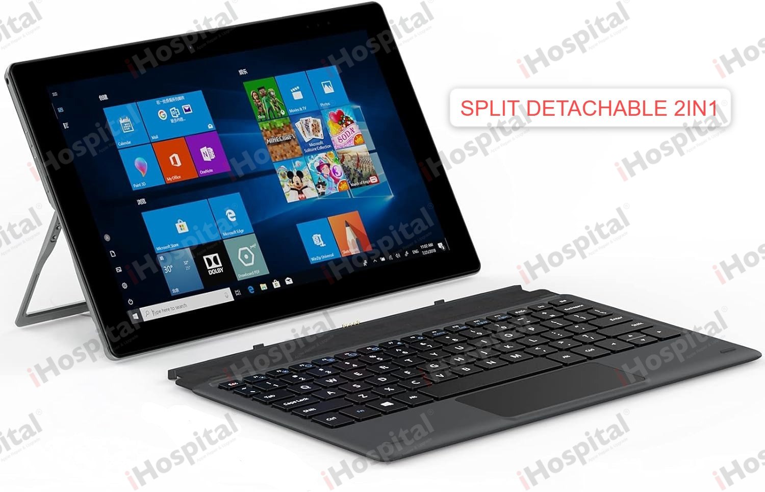 Laptop Yoga Deetachable Split Screen Celeron N4020 4GB RAM 125GB Storage 10.1" Touchscreen Windows 10 Home