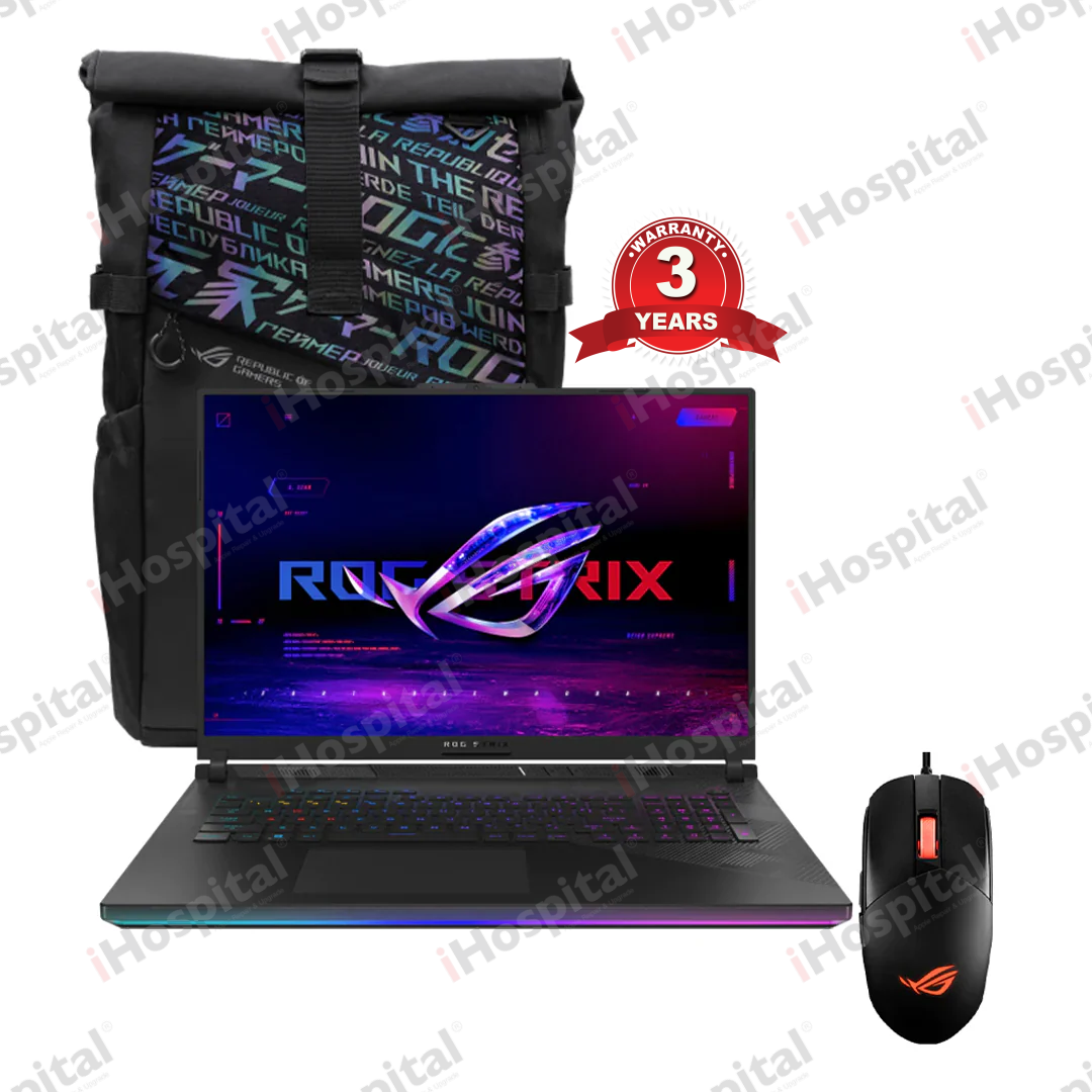 ASUS ROG Strix Scar 18 G834JYR-N6403 CPU (2024) Core i9-14900HX 64GB RAM DDR5 1TB NVMe Storage Screen 18" WQXGA 240Hz RTX4090 with ASUS Gaming Packpack + ASUS Gaming Mouse 3 Years Warranty