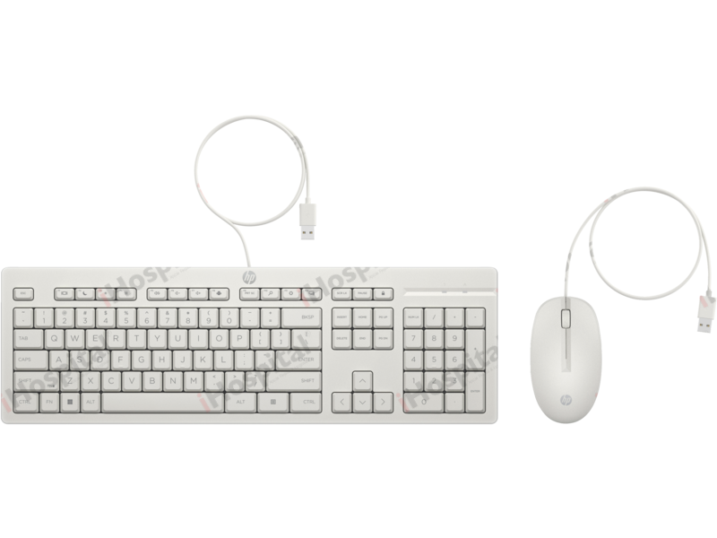 HP 225 Wired Keyboard & Mouse Combo – White, US Layout