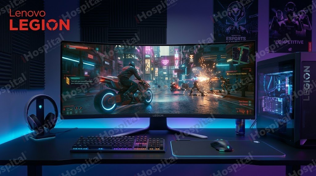 Lenovo Legion R45w-30 44.5 Inches Curved Gaming Monitor, 5K Dual-QHD, 165Hz, 1ms