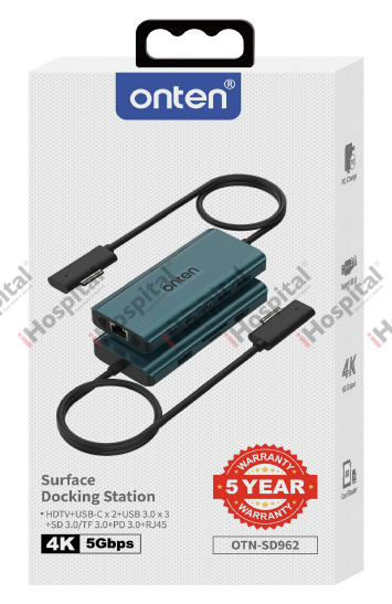 Onten OTN-SD962 10-in-1 Microsoft Surface Multifunction Docking Station Hub (4K HDMI / VGA / Gigabit LAN / USB 3.0 / SD-TF)