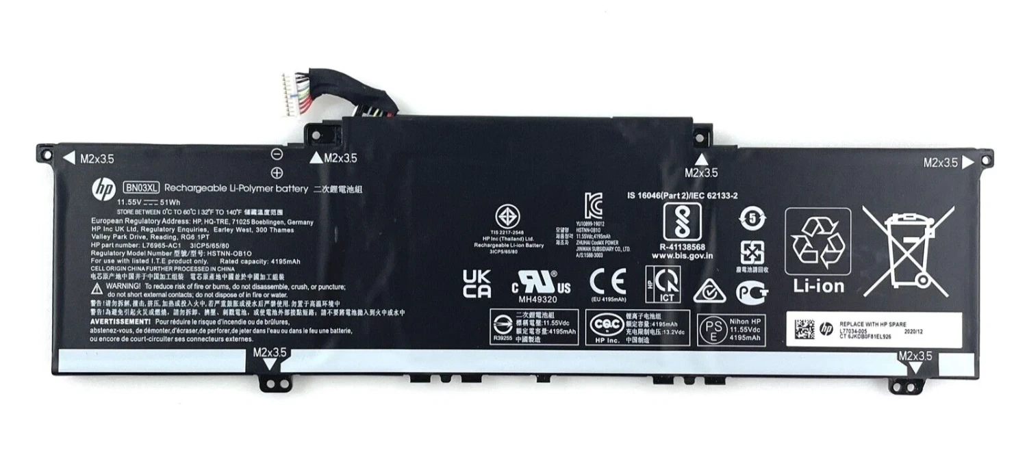 BATTERY HP ENVY X360 13-AR 13-AY BN03XL ORIGINAL  11.55V 51Wh 4195mAh