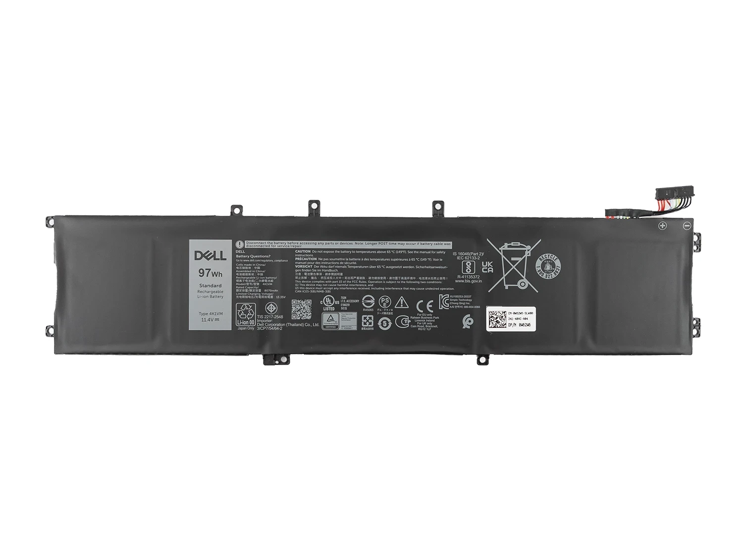 BATTERY DELL INSPIRON 7500-7700 4K1VM ORIGINAL  11.4V 97Wh