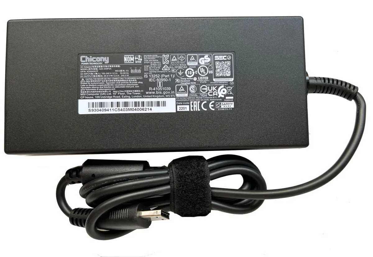 ADAPTER MSI CHICONY 20V 12A 240W SQARE A20-240P2A ORIGINAL