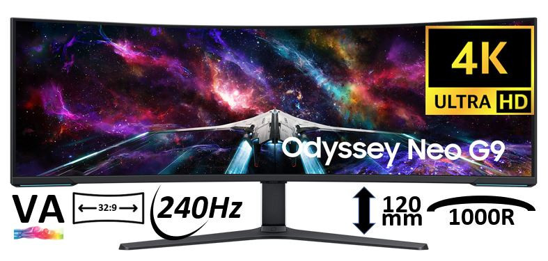 LS57CG952NUXEN Samsung Odyssey Neo G9 LS57CG952NUXEN, 57" Dual-UHD, FreeSync Premium Pro, 240Hz, 1 ms curved