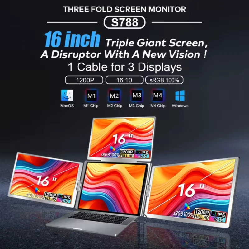 QUADRO EXTENDED SCREEN FOR LATOP S-788 4 SCREENS 16" 4*16"=64 INCHES ON YOUR LAPTOP